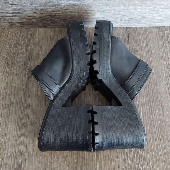 Vintage Black Buckled Platform Chunky Heel Sandals Lower East Side 7.5 - Picture 7 of 8